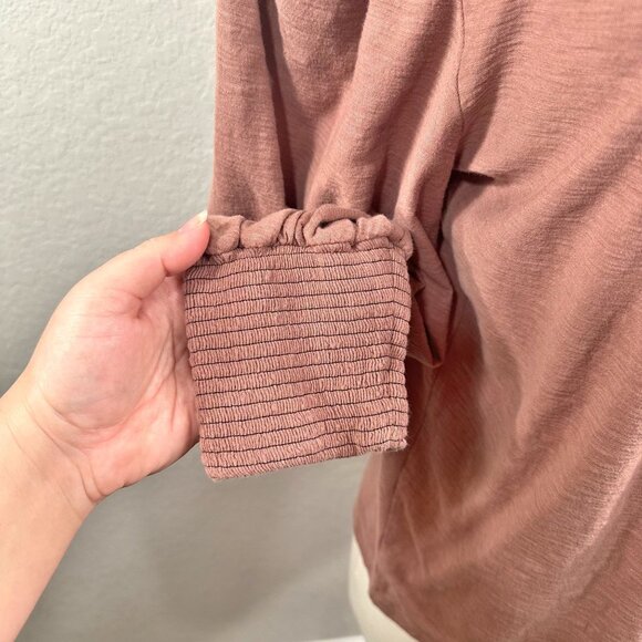 Nation LTD Lored Smocked Peasant Tee in Granite - Picture 5 of 11